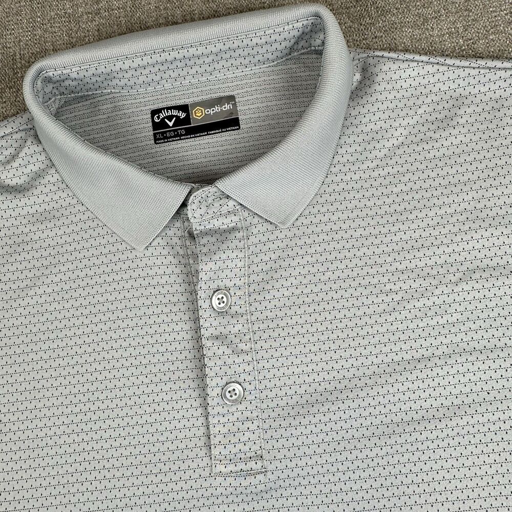Callaway Opti-Dri Opti Dri Golf Polo Shirt Mens XL Dotted Stretch UPF50 PGA Gray